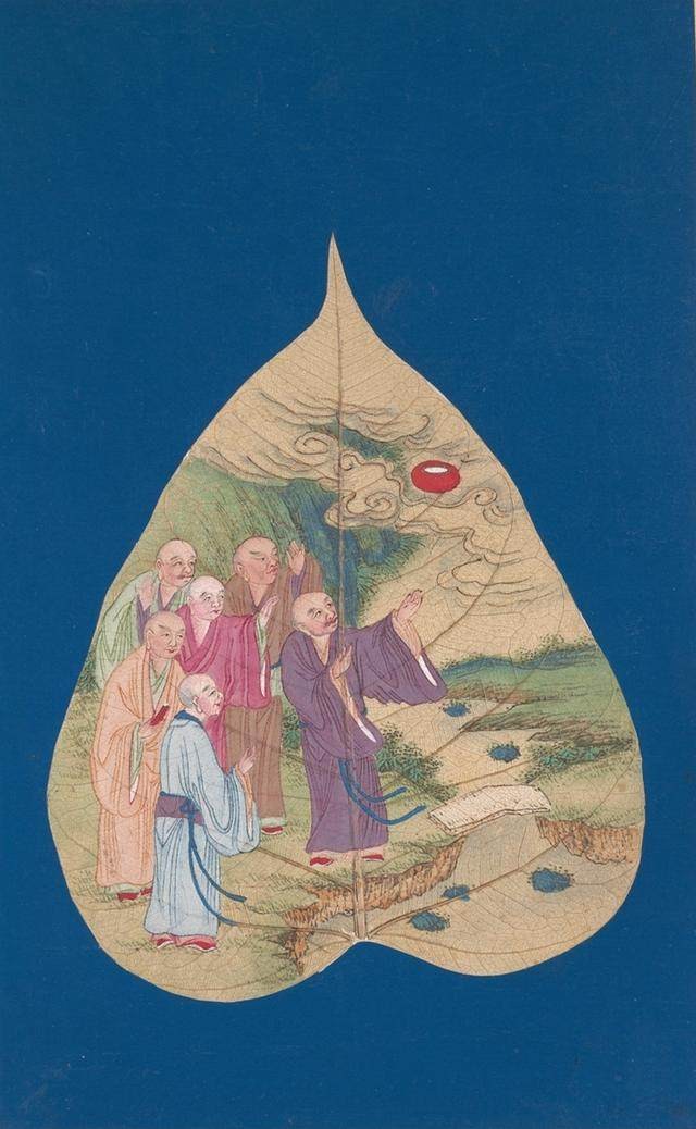 难得一见的菩提叶画:《十八罗汉图》！ 