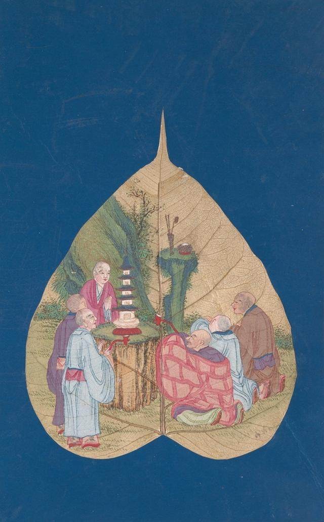 难得一见的菩提叶画:《十八罗汉图》！ 